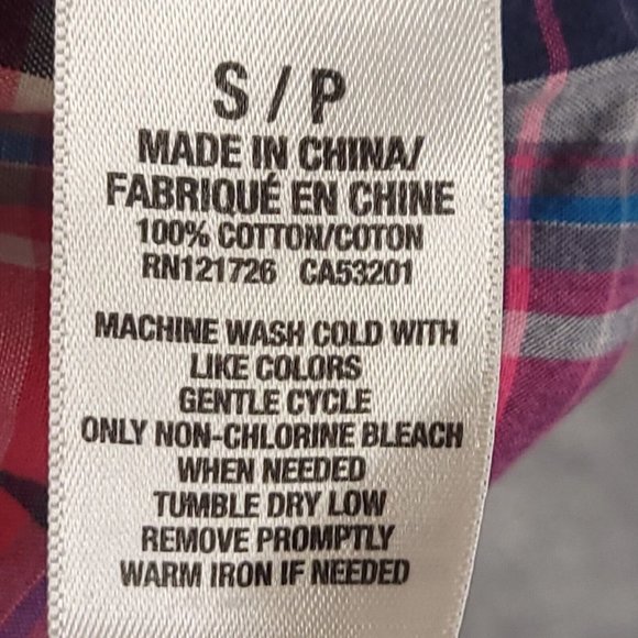 Aeropostale Womens Top Blouse Shirt Button Long Sleeve Plaid‎ Pink Small - Picture 7 of 11